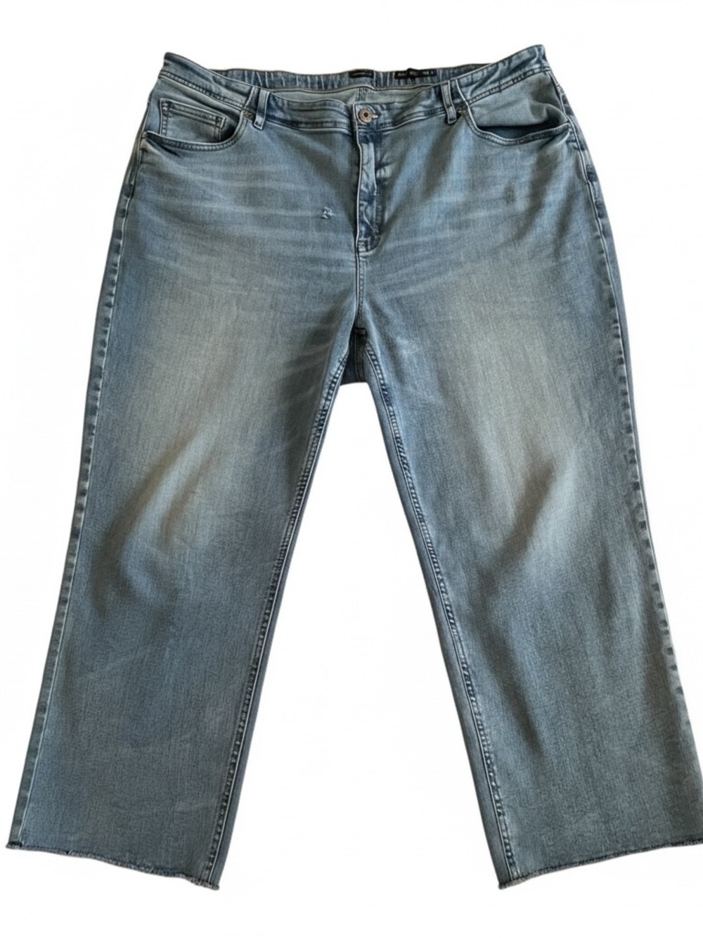 J. Jill Light Wash Straight Leg Cropped Denim Jeans, Frayed Hem Plus Size 26W,4X